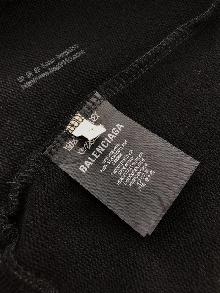 Balenciaga男裝 巴黎世家黑色連帽衛衣 寬鬆版型純棉衛衣 男女同款  ydi3109